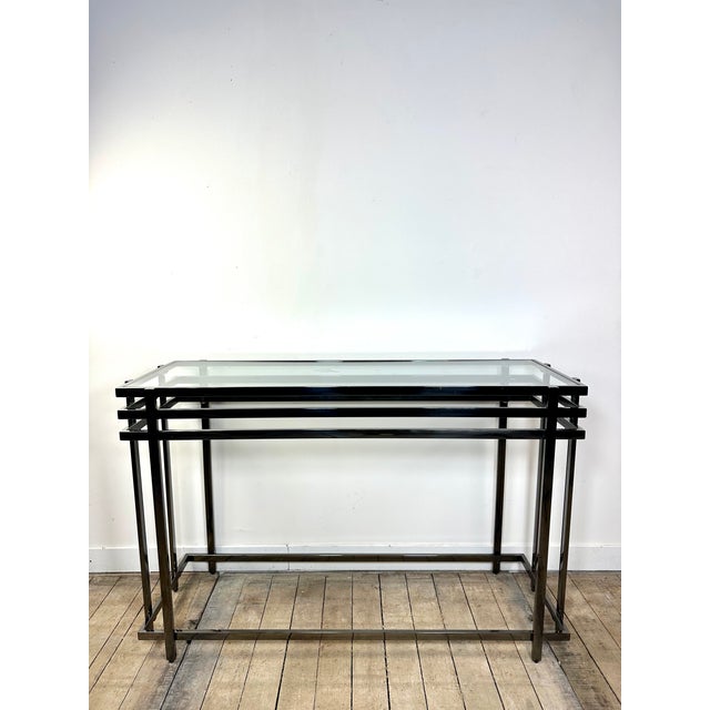Smoked Silver Metal Console Table, 2000s For Sale - Image 12 of 12
