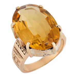 Mid 20th Century Retro 9.00 Carat Citrine 14k Rose Gold Cocktail Ring, Size 5.25
