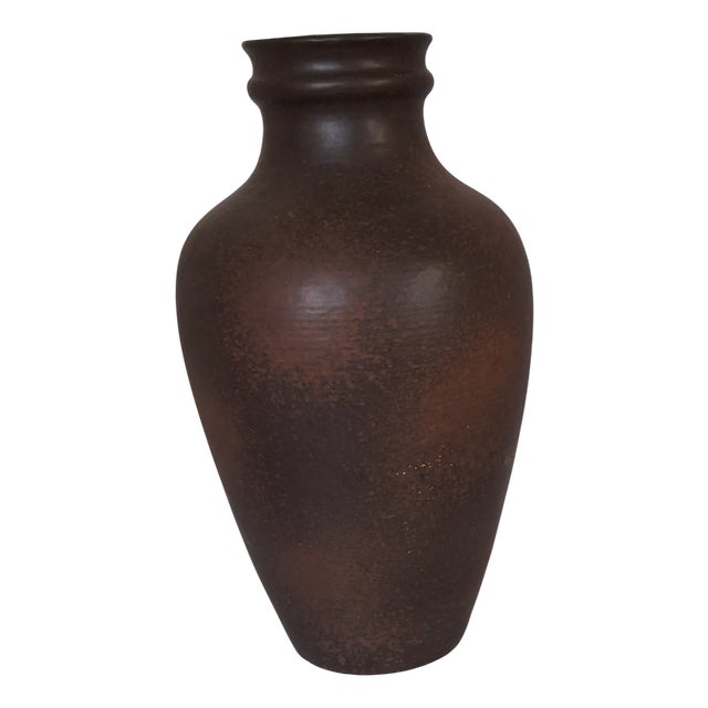 German Brown Glazed Ceramic Floor Vase from Carstens, 1970s For Sale