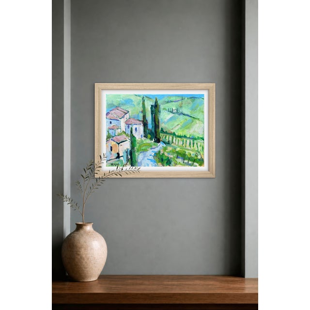 Green Cypress Road, Tuscany - Original Modern Oil Painting on Canvas For Sale - Image 8 of 8