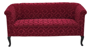 Danish 2-Seater Sofa in Cherry-Red Velour, 1950s