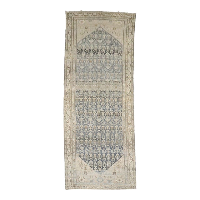 Early 20th Century Blue Large Corridor Persian Malayer Rug - 6'10" x 20' For Sale