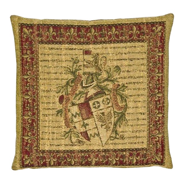 Heraldic I (Chenille) Tapestry Cushion With Feather Filler - 46x46cm (18"x18") For Sale