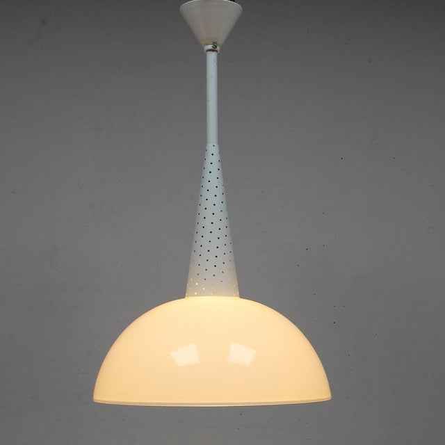 Mid-Century Modern Industrial Lamp attributed to Mathieu Matégot for Holophane, 1950s For Sale - Image 3 of 9