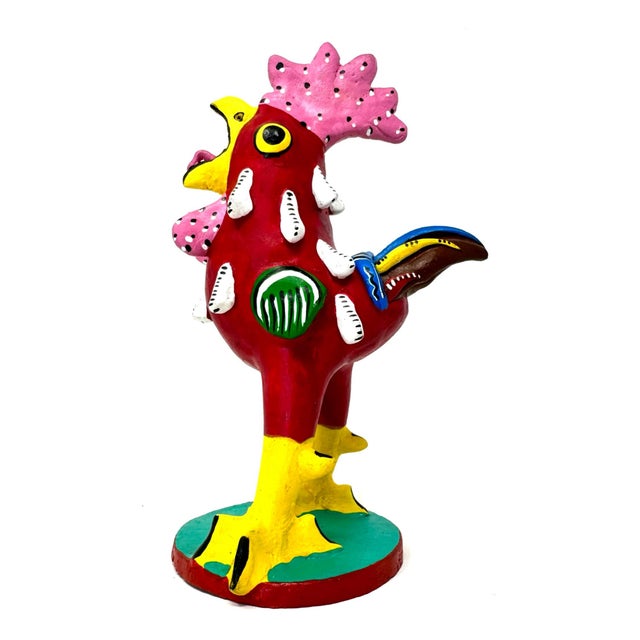 Juan José Ramos Medrano Handpainted Rooster From Tonalá - 8" H X 4" W X 5" D For Sale - Image 4 of 8