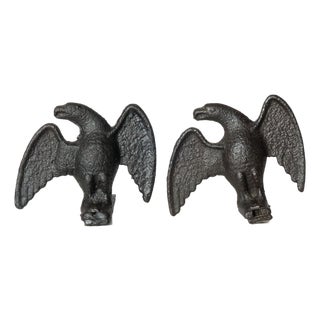 Pair of Cast Iron Snow Eagles For Sale