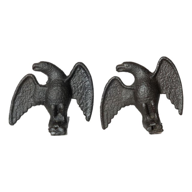 Pair of Cast Iron Snow Eagles For Sale