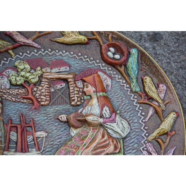 Gray Large Italian Ceramic Decorative Plate by Paolo Loddo, 1960s For Sale - Image 8 of 11