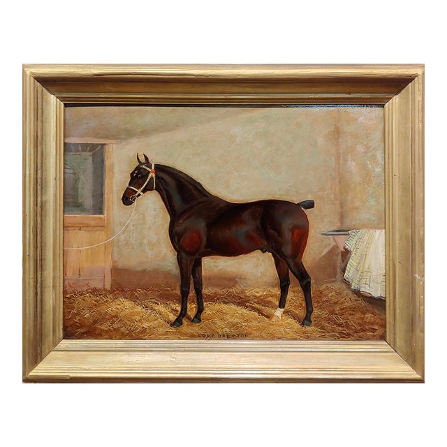 Portrait of Lord Drewton an Arabian Racehorse-19th C. Oil Painting by Albert Clark For Sale