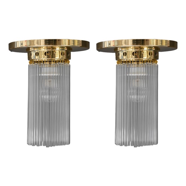 Art Deco Ceiling Lamps with Glass Sticks, 1920s, Set of 2 For Sale