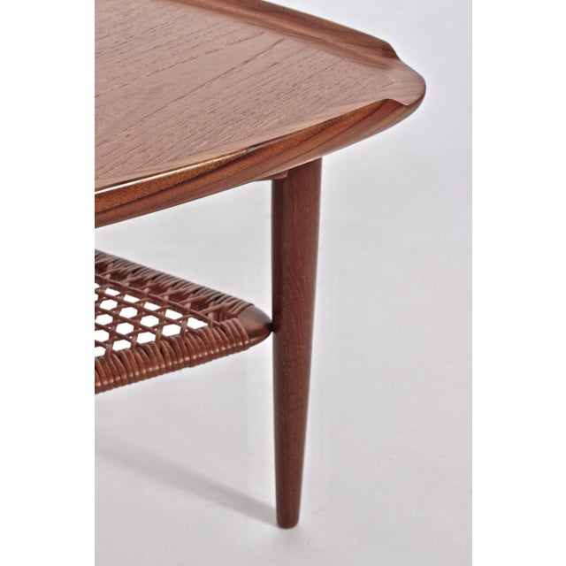 Poul Jensen for Selig Teak and Woven Cane Tripod Table, 1960's For Sale - Image 12 of 13