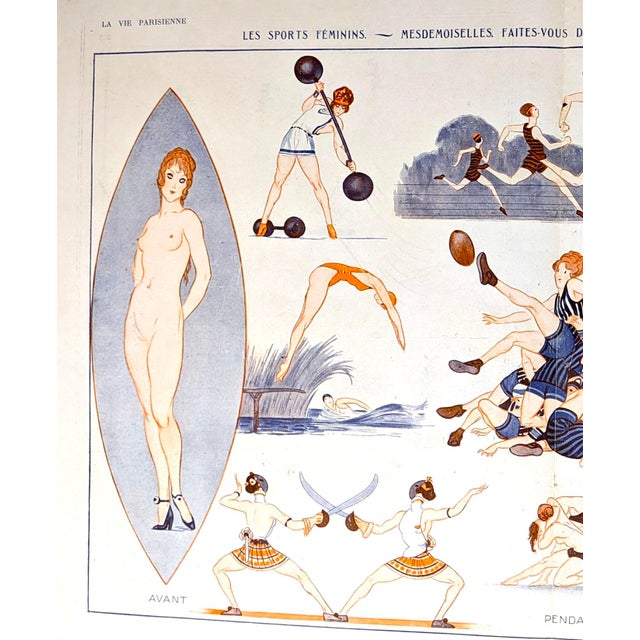 A rare and visually striking original centerfold from the celebrated French magazine La Vie Parisienne, featuring a...