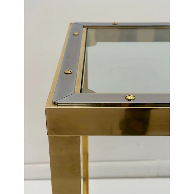 Brass Glass and Chrome Console Table Attributed to Pierre Cardin For Sale - Image 10 of 13