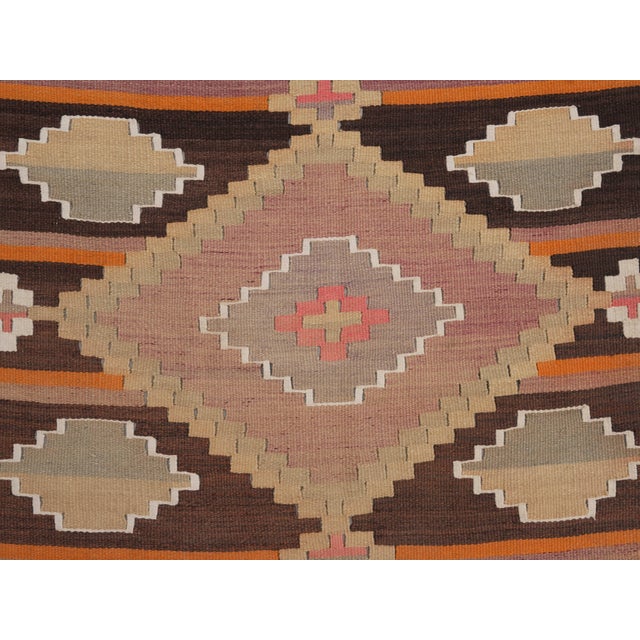 Textile 1970s Vintage Handmade Wool Cotton Runner Rug For Sale - Image 7 of 10