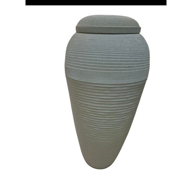 Highly collectible handmade art, this vase is a Post-modern corrugated paper vase by Flute Chicago, designed by Gregory...
