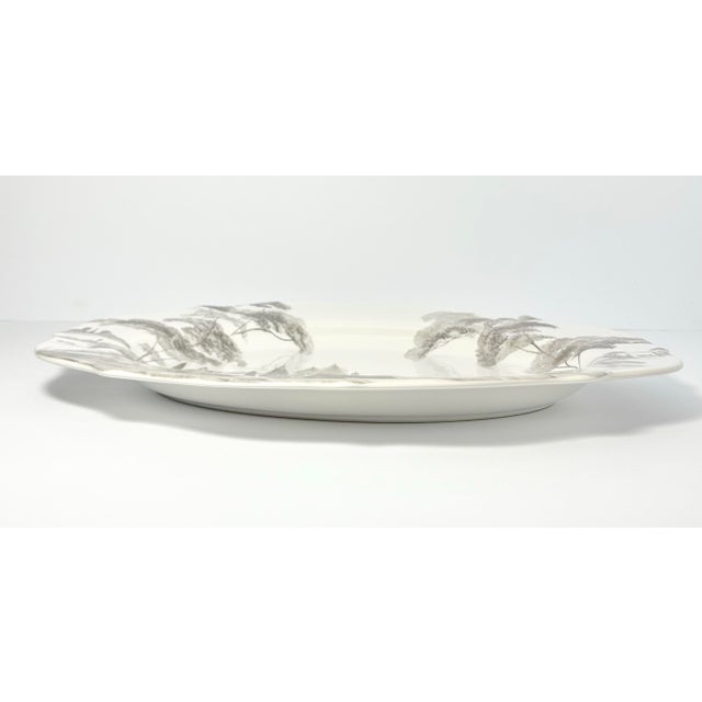Contemporary Juliska “Country Estate, Flint (Gray)” Stoneware Oval Serving Platter 15” For Sale - Image 3 of 5
