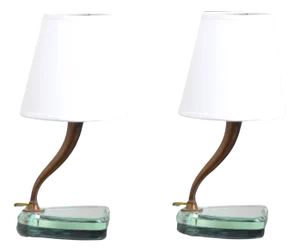 Table Lamps in Crystal and Brass by Emilio Lancia, 1930s