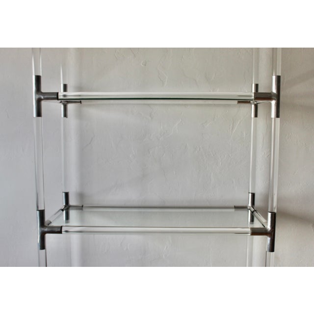 1970s Charles Hollis Jones Style Lucite Aluminum Sculptural Étagère Shelving Room Divider For Sale - Image 15 of 18