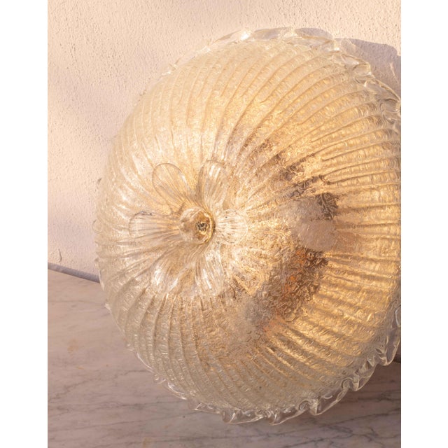 1970s Italian Transparent Murano Glass Ceiling With Flower For Sale - Image 11 of 12