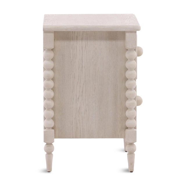 Farmhouse White Wash Ball Leg Two-Drawer Nightstand For Sale - Image 3 of 6