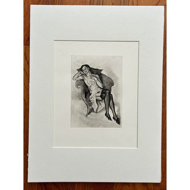 1920s Edourard Chimot French Art Deco Figurative Female Semi-Nude Drypoint Etching For Sale In Palm Springs - Image 6 of 6
