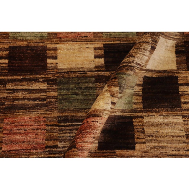 Textile Contemporary Gabbeh Brown/Tan Wool Rug- 8'11'' X 11'7'' For Sale - Image 7 of 10