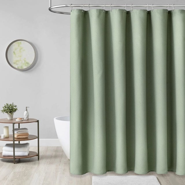 American Dynamene Sage Green Shower Curtai For Sale - Image 3 of 6