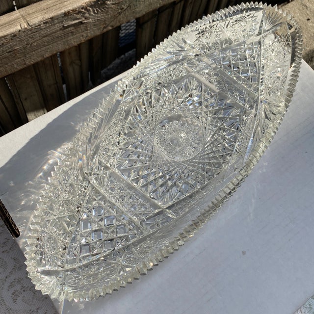 Antique American Brilliant Cut Crystal Platter For Sale - Image 12 of 12