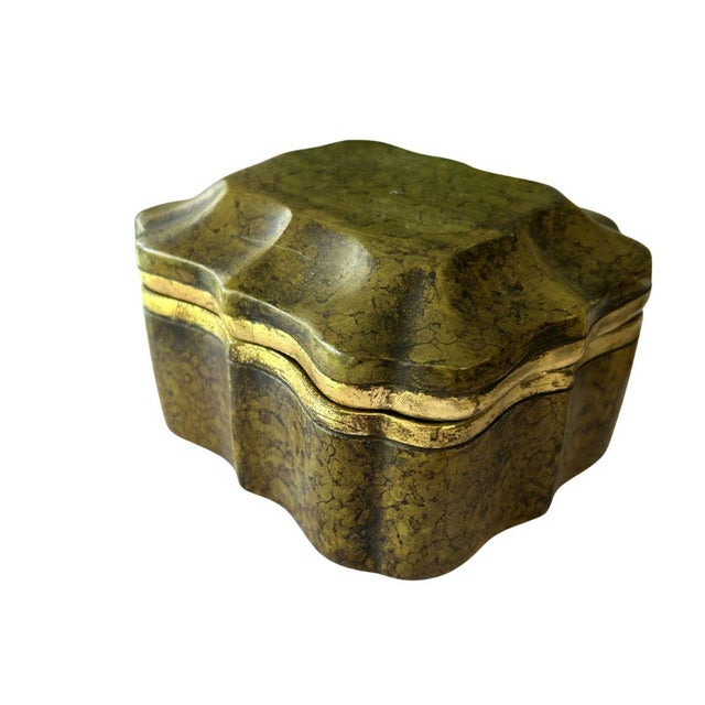 Late 20th Century Vintage Italian Borghese Faux Tortoise Marbelized Ceramic Box For Sale - Image 5 of 7