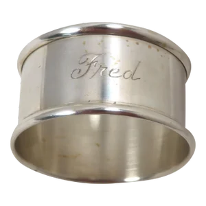 Vintage Mid Century American Sterling Silver Napkin Ring With Hand Engraved Name "Fred"