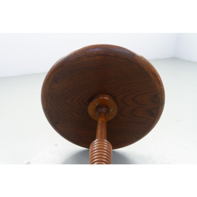 Danish Round Tripod Side Table in Stained Oak by Anton Kildeberg, 1960s For Sale - Image 13 of 17