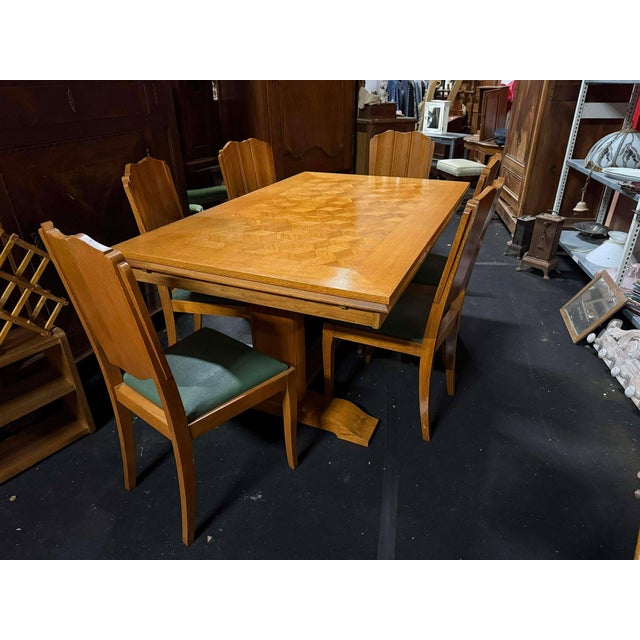 Wood Vintage Dining Room Set, 1950s, Set of 7 For Sale - Image 7 of 7