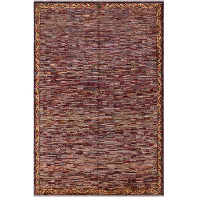 Modern Gabbeh Blue/Red Wool Rug - 8'1'' X 9'10'' For Sale - Image 10 of 10