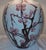 Textile Vintage White Ceramic Table Lamp with Cherry Blossom Motif and Fabric Shade, 1970s For Sale - Image 7 of 10