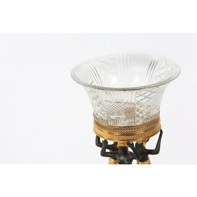 Empire Style Two Tone Gilt Pedestal / Cut Glass Tazza For Sale - Image 12 of 13