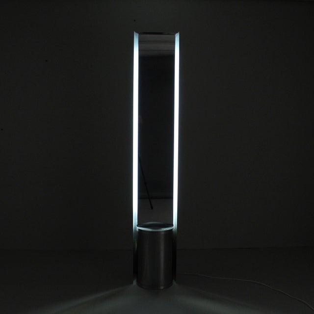 Italian Modern Steel Backlit Ground Mirror For Sale - Image 9 of 12