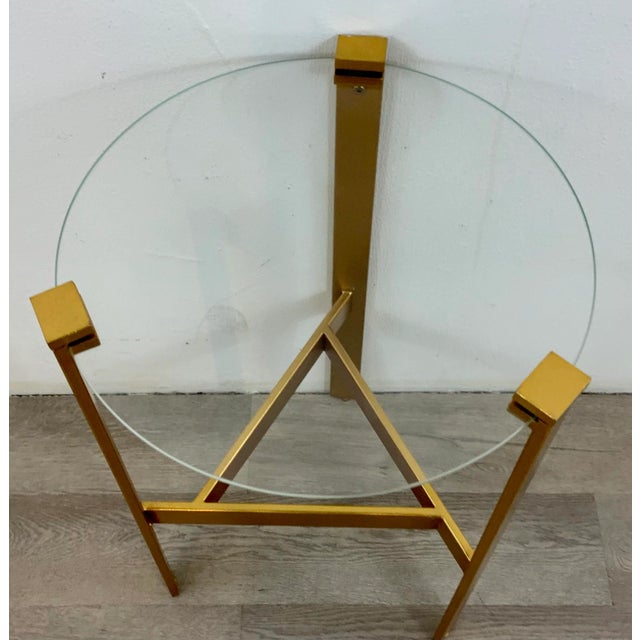 Modern Modern Gold and Glass Side Table For Sale - Image 3 of 3