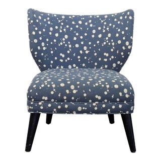 West Elm + Kate Spade Blue Polka Dot Lounge Chair For Sale