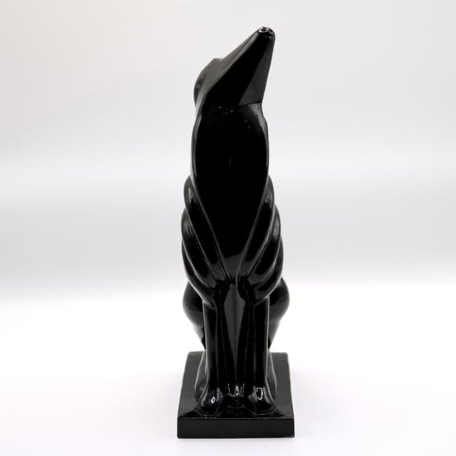 Art Deco Style Patinated Cast Metal Howling Wolf Sculpture For Sale - Image 9 of 12