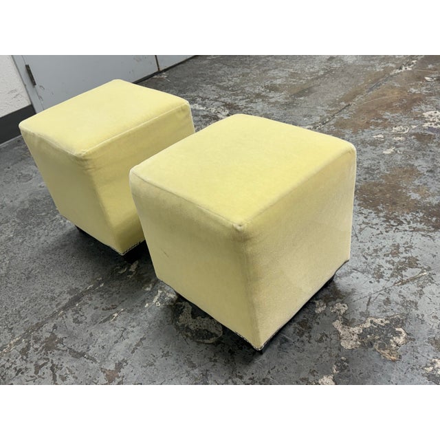 Ballard Designs Mohair Ottomans, Pair For Sale In San Francisco - Image 6 of 12