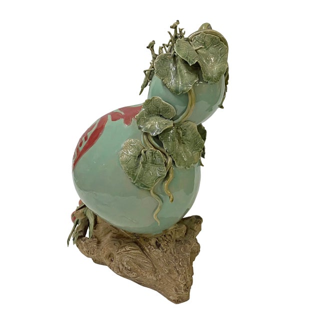 2000 - 2009 Handmade Light Green Ceramic Artistic Gourd Figure Display Art For Sale - Image 5 of 11