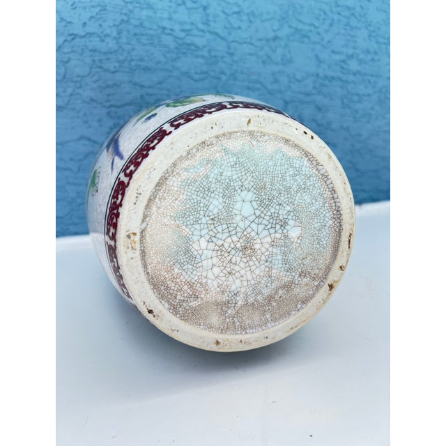 Chinoiserie Bird & Floral Porcelain Water Bucket Basket Vase / Ice Bucket For Sale In West Palm - Image 6 of 6
