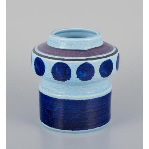 Olle Alberius for Rörstrand. "Lavendel" ceramic vase with glaze in blue and light blue tones. Decorated with dots. Model...