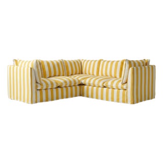 Sophie Conran Coco 3x3 Sectional Sofa - Dandelion Stripes with Knife Edge Cushion For Sale