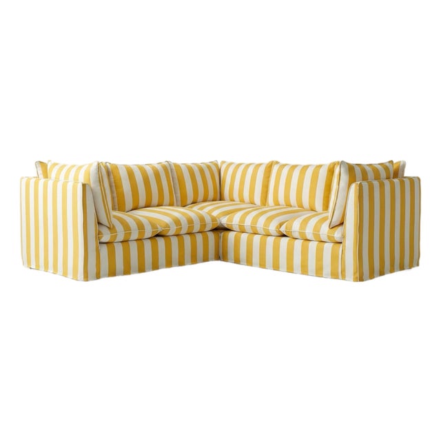 Sophie Conran Coco 3x3 Sectional Sofa - Dandelion Stripes with Knife Edge Cushion For Sale
