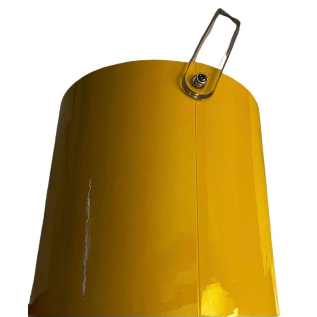 Mid-Century Modern Vintage Georges Briard Yellow Ice Bucket, 1970s Lucite Handle, Mod Barware For Sale - Image 3 of 7