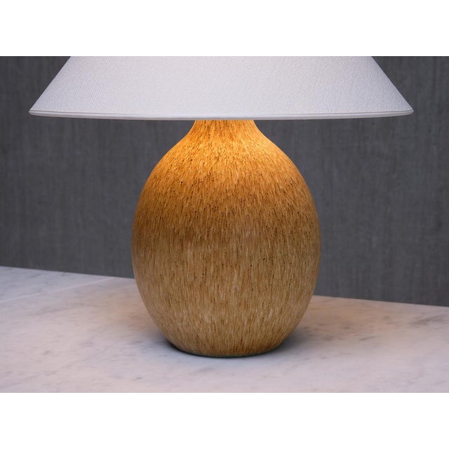 Textile Large Speckled Ceramic Table Lamp by Bruno Karlsson for Ego Stengods, Sweden, 1960s For Sale - Image 7 of 12
