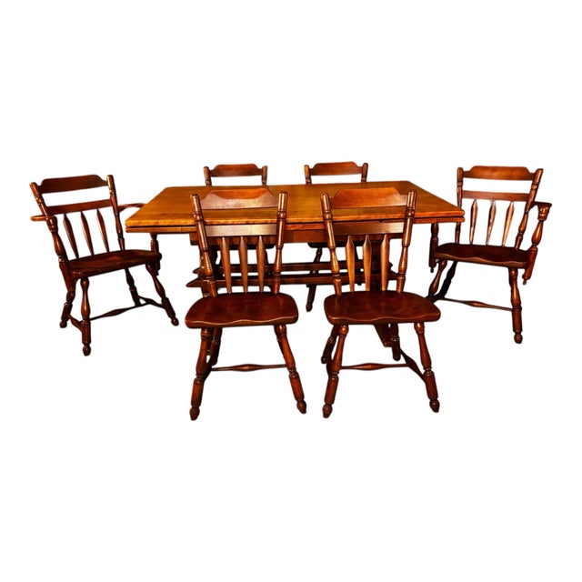 1940s Cushman Colonial Creations “Brandywine Manor” Solid Maple Chairs - Set of Six - Design by Herman Devries For Sale - Image 10 of 11