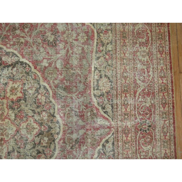 Zabihi Collection Worn Room size Persian Tabriz Rug For Sale In New York - Image 6 of 9