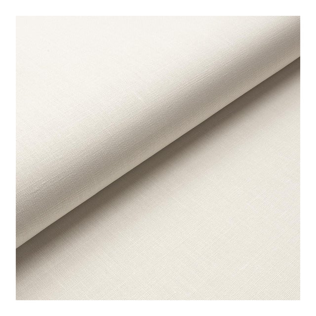 Schumacher Performance Linen Wallpaper in Ivory For Sale